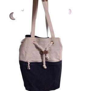 Taylor Boothe Cream Color-Block Tote with Dual Straps